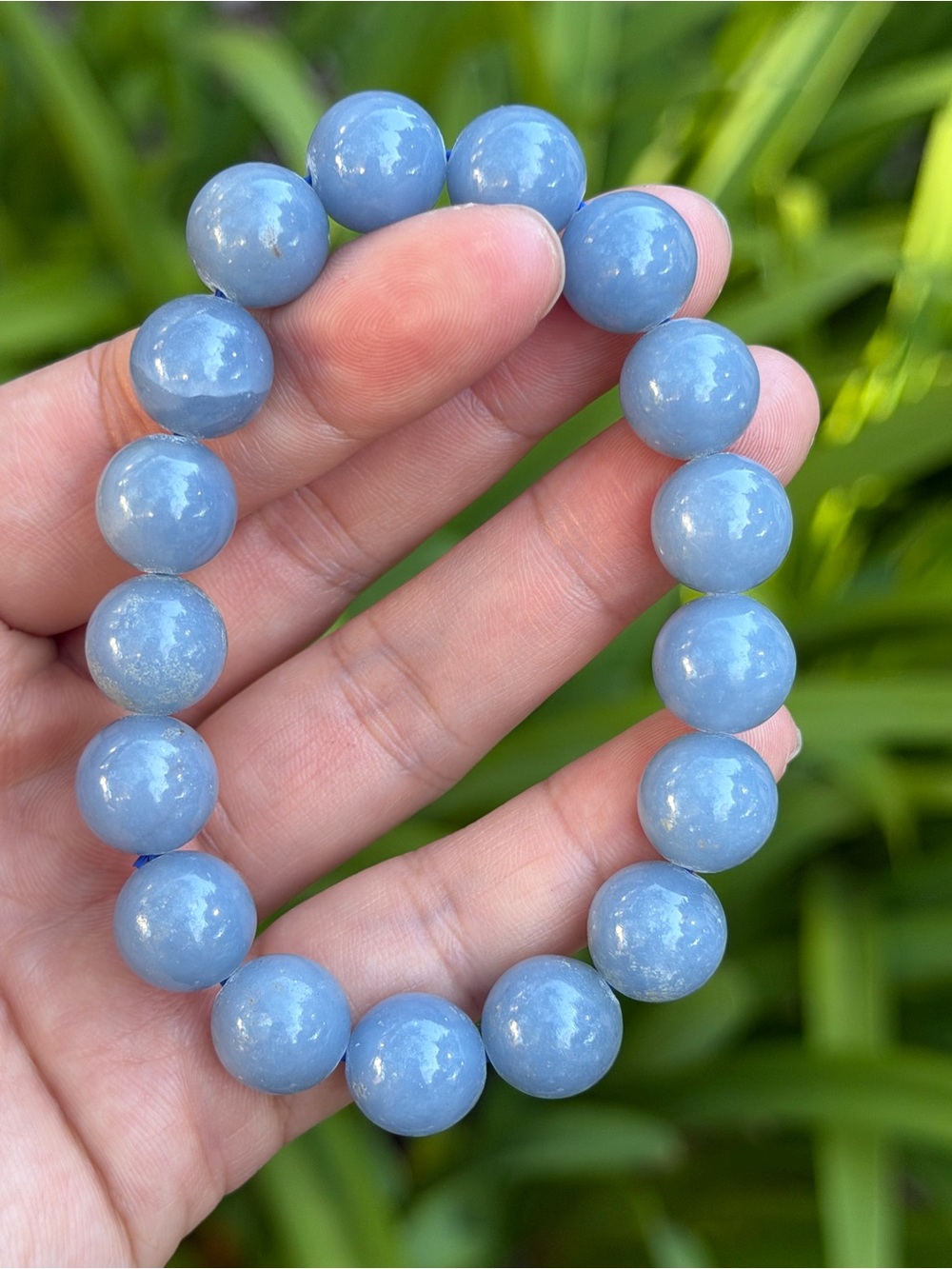 12mm stretchable blue angelite bracelet 1885 - Picture 2 of 9